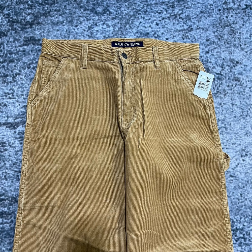 NWT Vintage Nautica Corduroy Pants Womens 6 (30x31) Tan‎ Carpenter Baggy Y2K - Picture 6 of 16